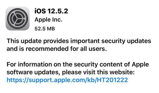 大安镇苹果手机维修分享iOS12.5.2发布，建议所有老苹果用户安装 